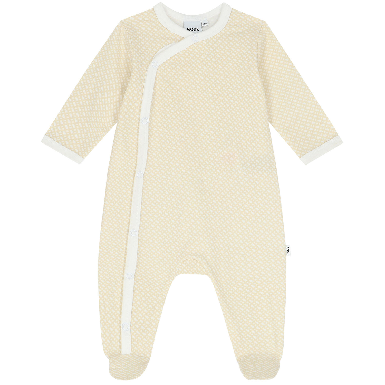 Baby Boys White & Beige Babygrow & Hat Gift Set, 1, hi-res