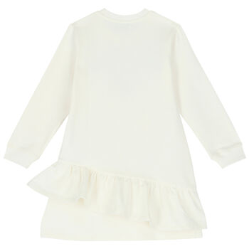 Girls Ivory Teddy Bear Logo Dress