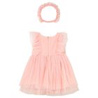 Younger Girls Coral Tulle Dress Set, 3, hi-res