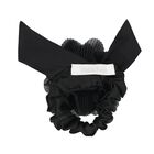 Girls Black Flower Scrunchie, 1, hi-res