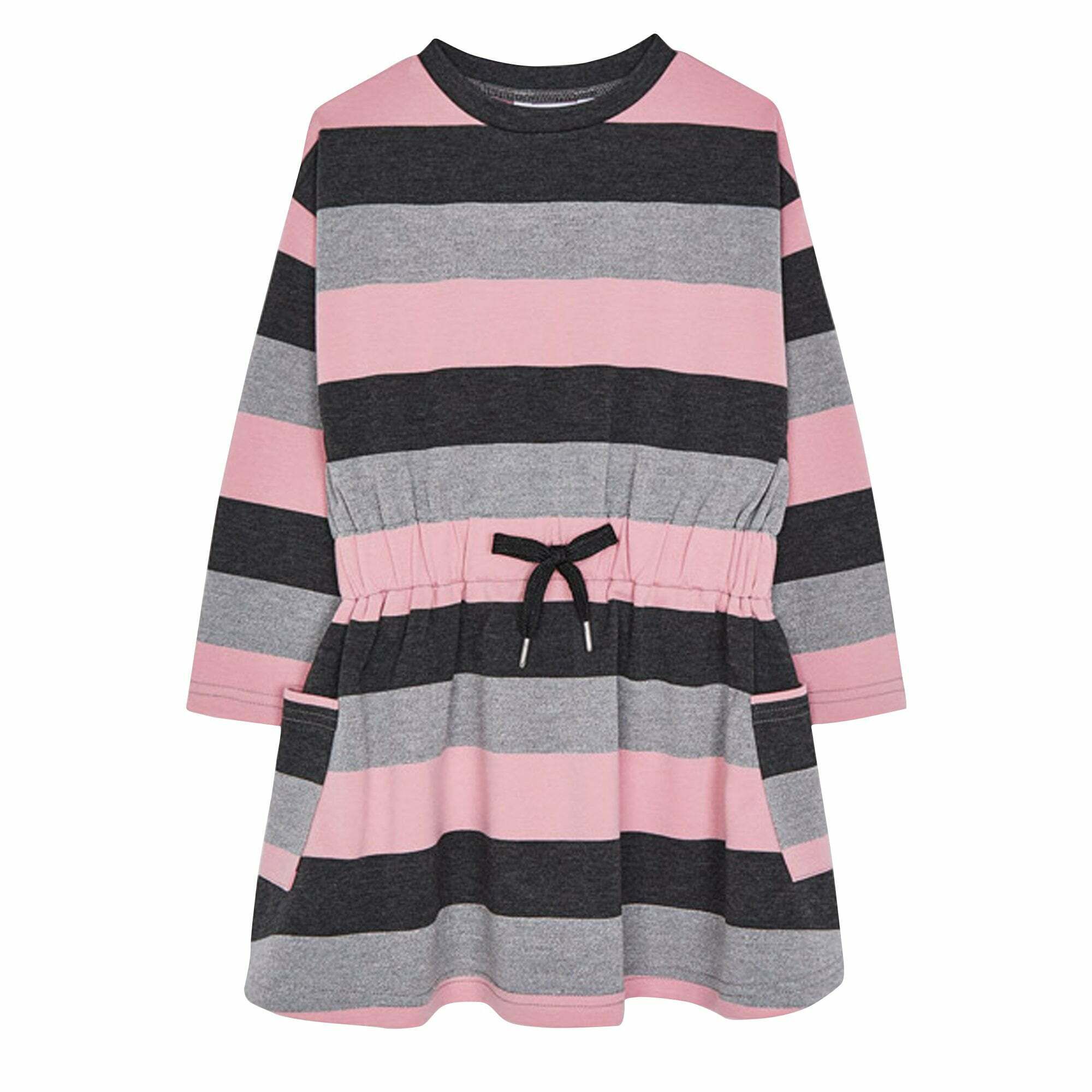 Mayoral Girls Pink Grey Striped Dress Junior Couture Bahrain