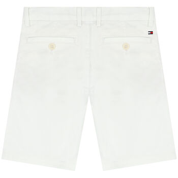 Boys White Logo Chino Shorts