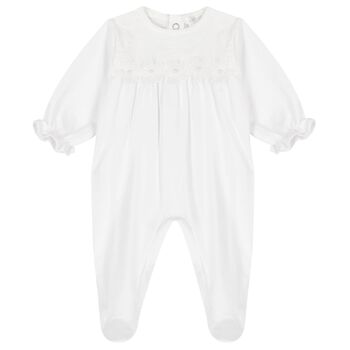 Baby Girls White Floral Babygrow