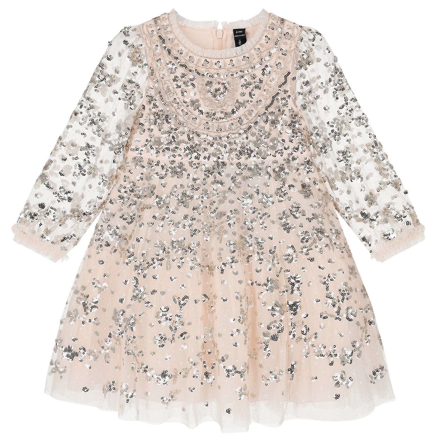 Girls Pink Sequin Tulle Dress, 1, hi-res