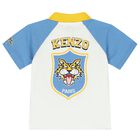 Younger Boys Ivory Tiger Logo Polo Shirt, 1, hi-res