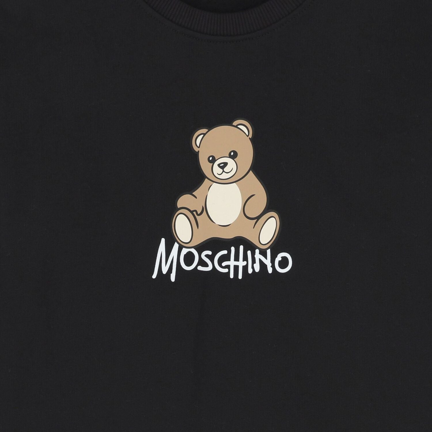 Girls Black Teddy Bear Logo Swearshirt Dress, 4, hi-res