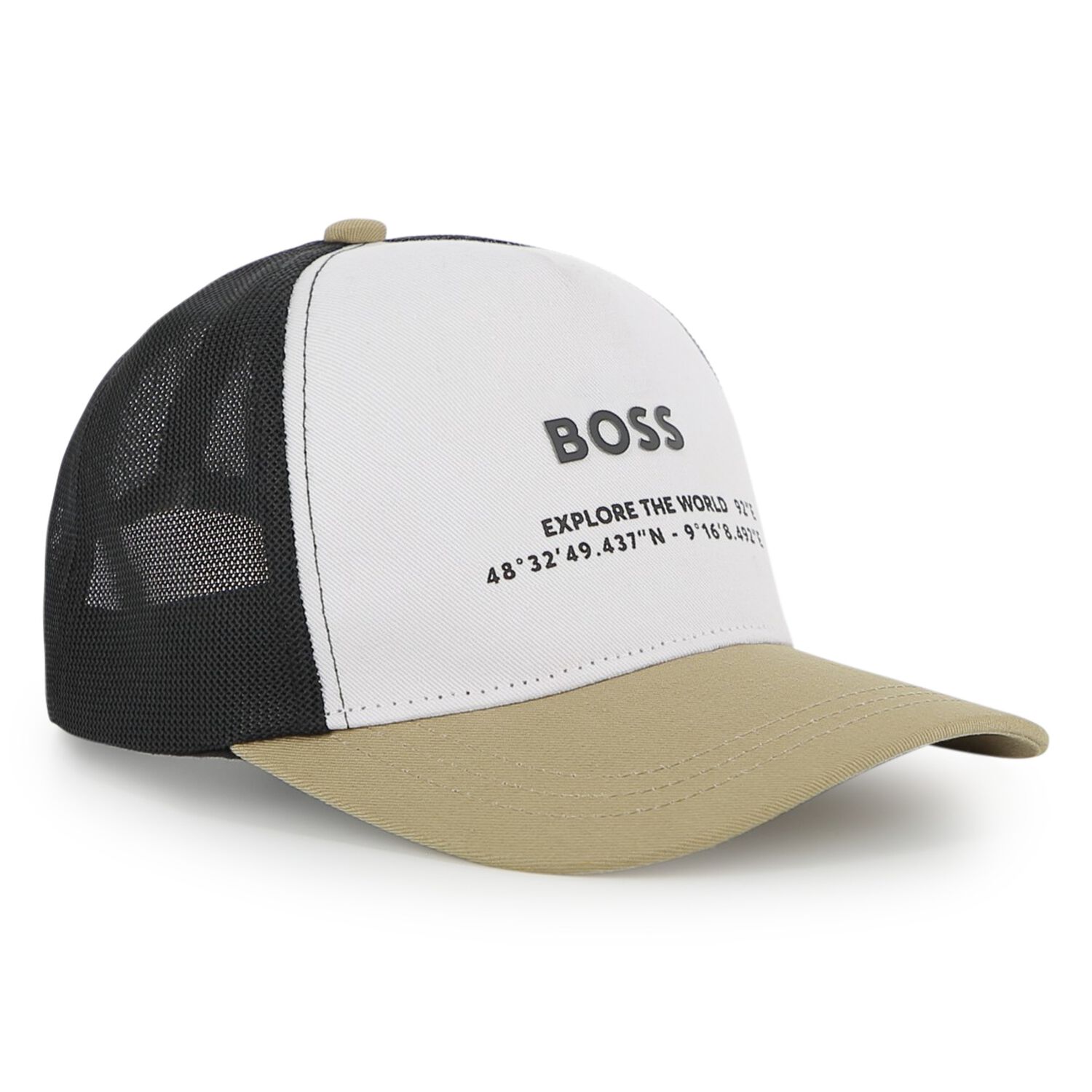 Boys White, Black & Beige Logo Cap, 1, hi-res