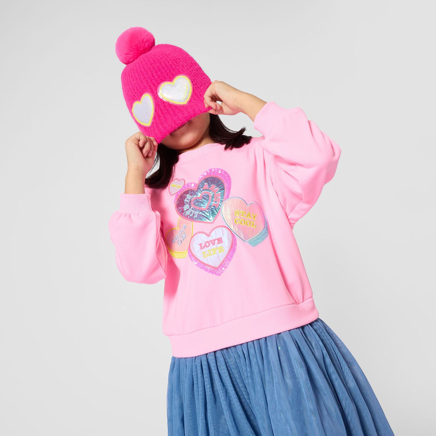 Girls Pink & Blue Heart Dress, 1, hi-res
