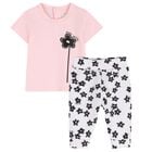 Younger Girls Pink & White Flower Leggings Set, 1, hi-res