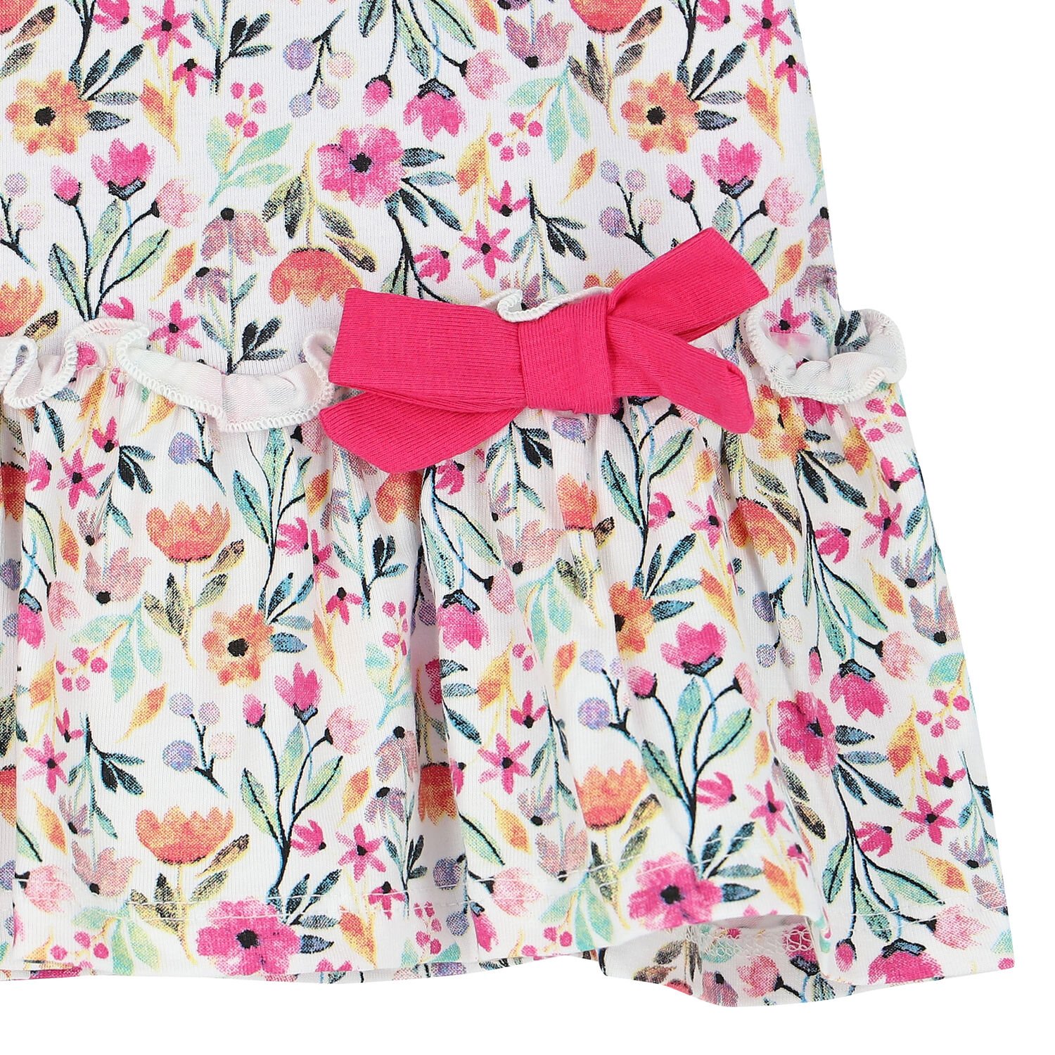 Baby Girls White Floral Dress, 1, hi-res