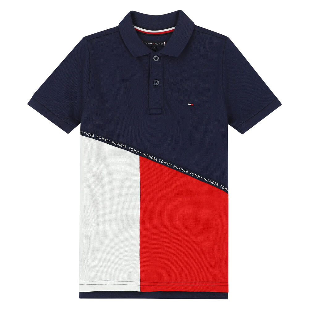 Te Volg ons verpleegster Tommy Hilfiger Boys Navy, White & Red Polo Shirt | Junior Couture USA