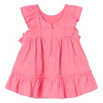 Younger Girls Pink Embroidered Dress