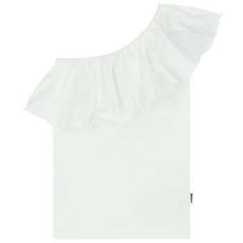 Girls White Ruffled Top