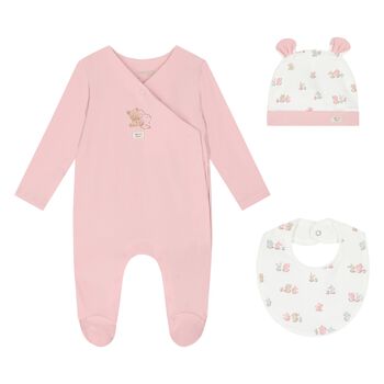 Girls Pink & White Babygrow Gift Set (3 Piece)