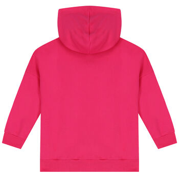 Girls Pink Logo Hooded Top