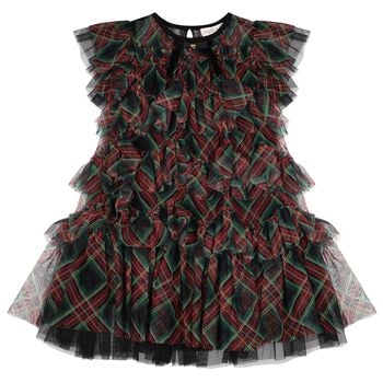 Girls Black, Green & Red Etta Tartan Tulle Dress