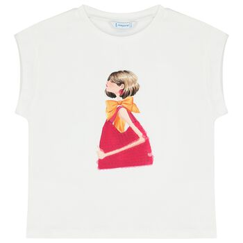 Girls White Sequin T-Shirt