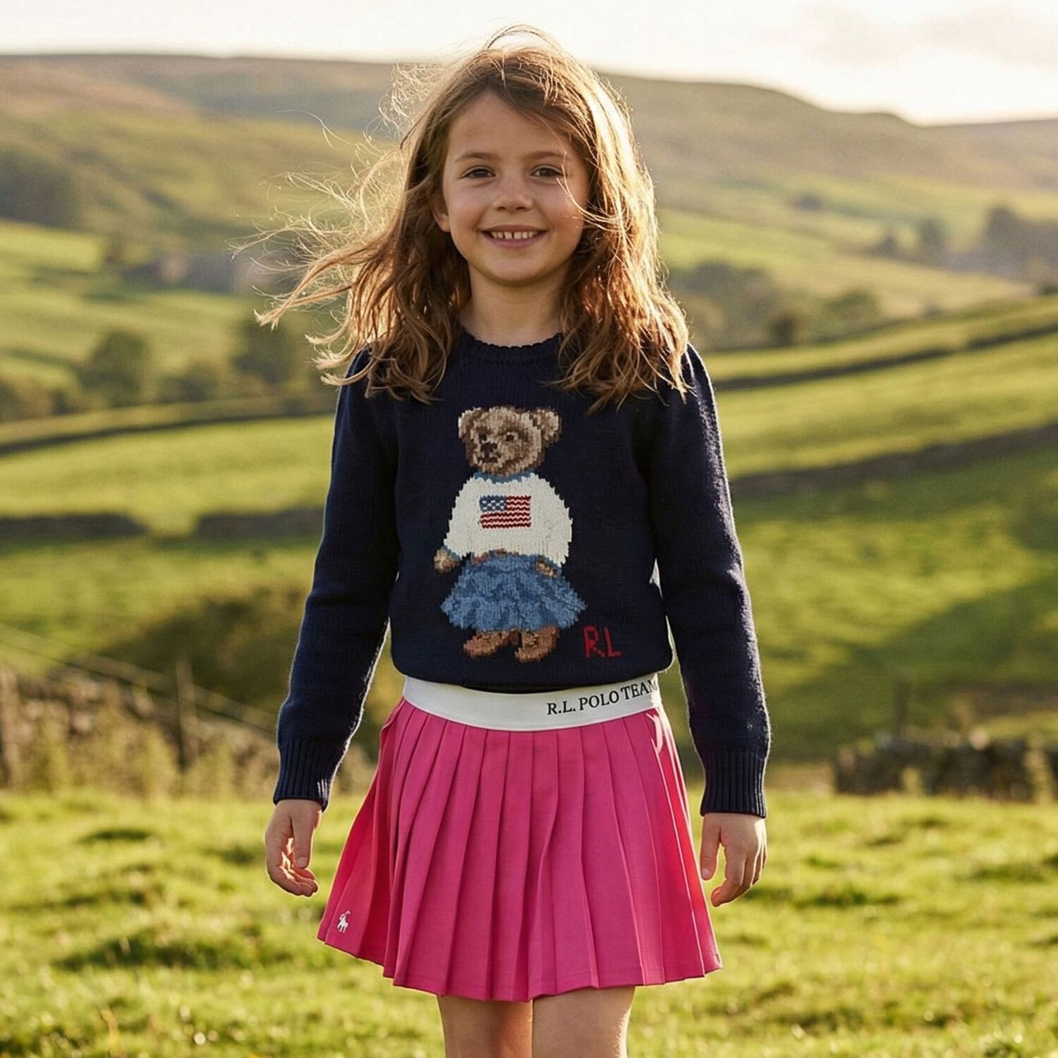 Girls Pink Logo Pleated Skirt, 1, hi-res