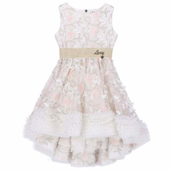 Girls Embellished Floral Light Pink Dress