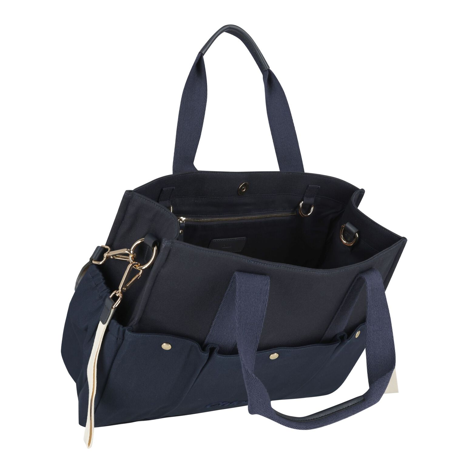 Navy Blue Canvas Baby Changing Bag, 2, hi-res