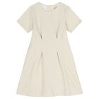 Girls Beige Logo Dress, 1, hi-res