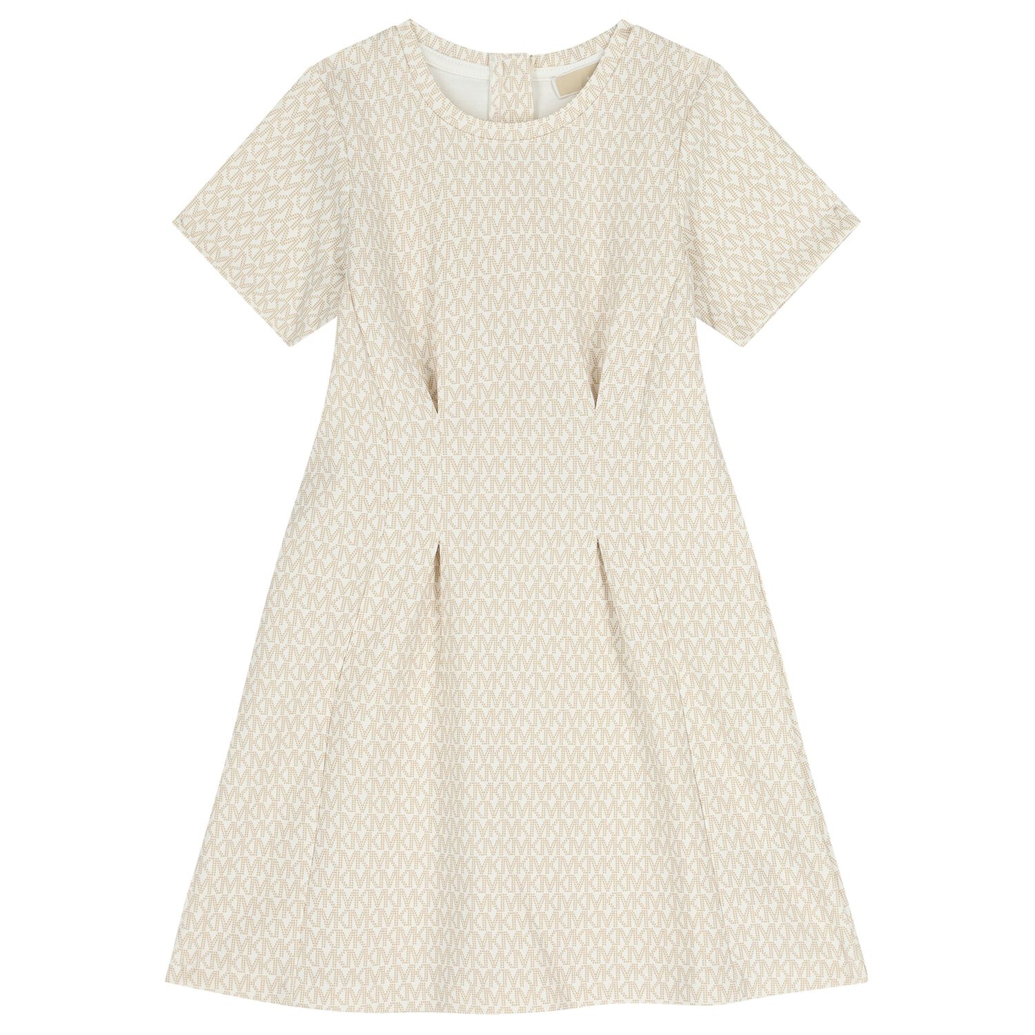 Girls Beige Logo Dress, 1, hi-res
