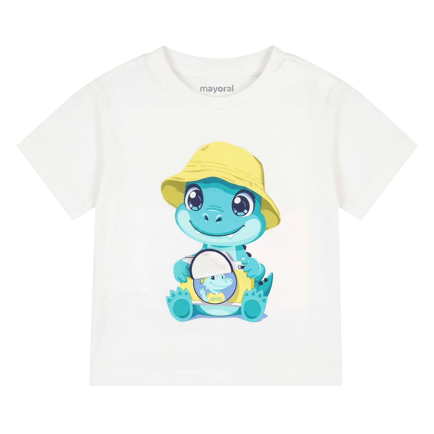 Younger Boys White Crocodile T-Shirt, 1, hi-res