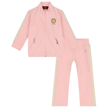 Younger Girls Pink & Gold Logo Tracksuit