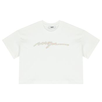 Girls White Logo T-Shirt