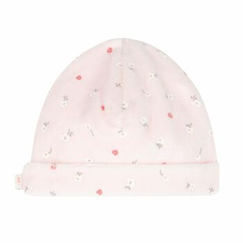 Baby Girls Pink Printed Velour Hat