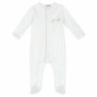 Baby White Polka Dot Babygrow, 3, hi-res