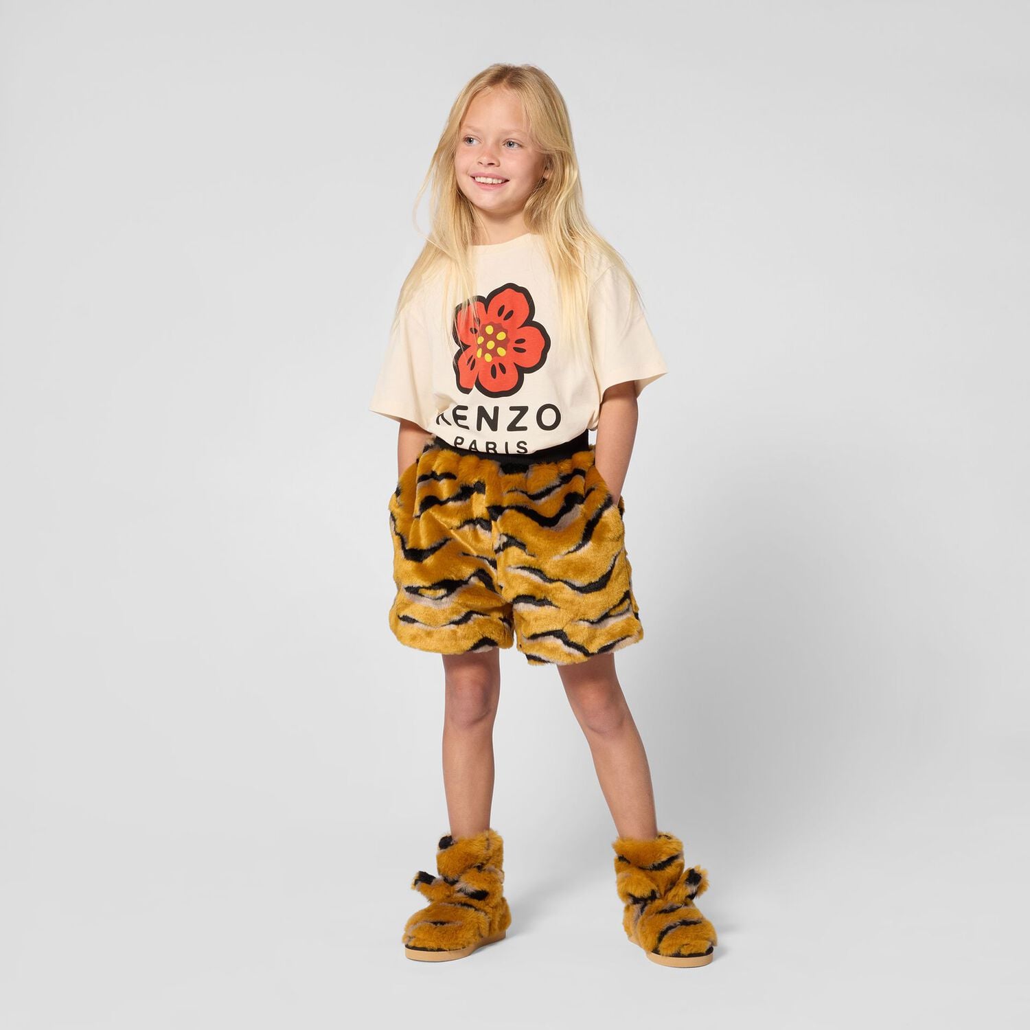 Girls Ivory Boke Flower T-Shirt, 1, hi-res