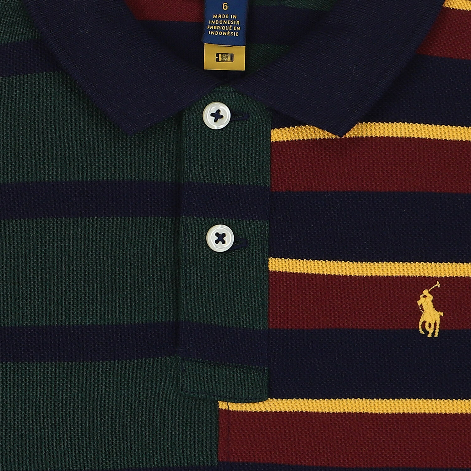 Boys Multi-Colored Striped Logo Polo Shirt, 1, hi-res image number null