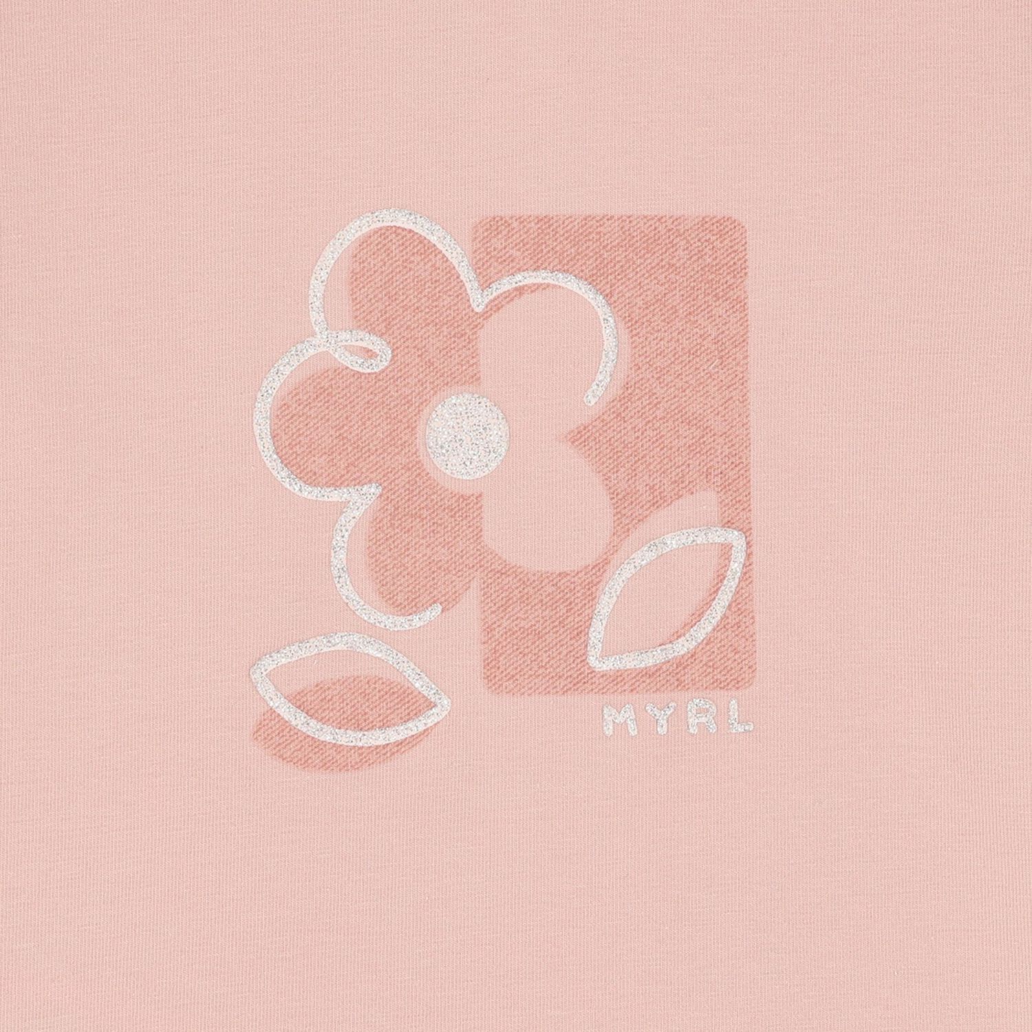 Younger Girls Pink Flower Long Sleeve Top, 1, hi-res