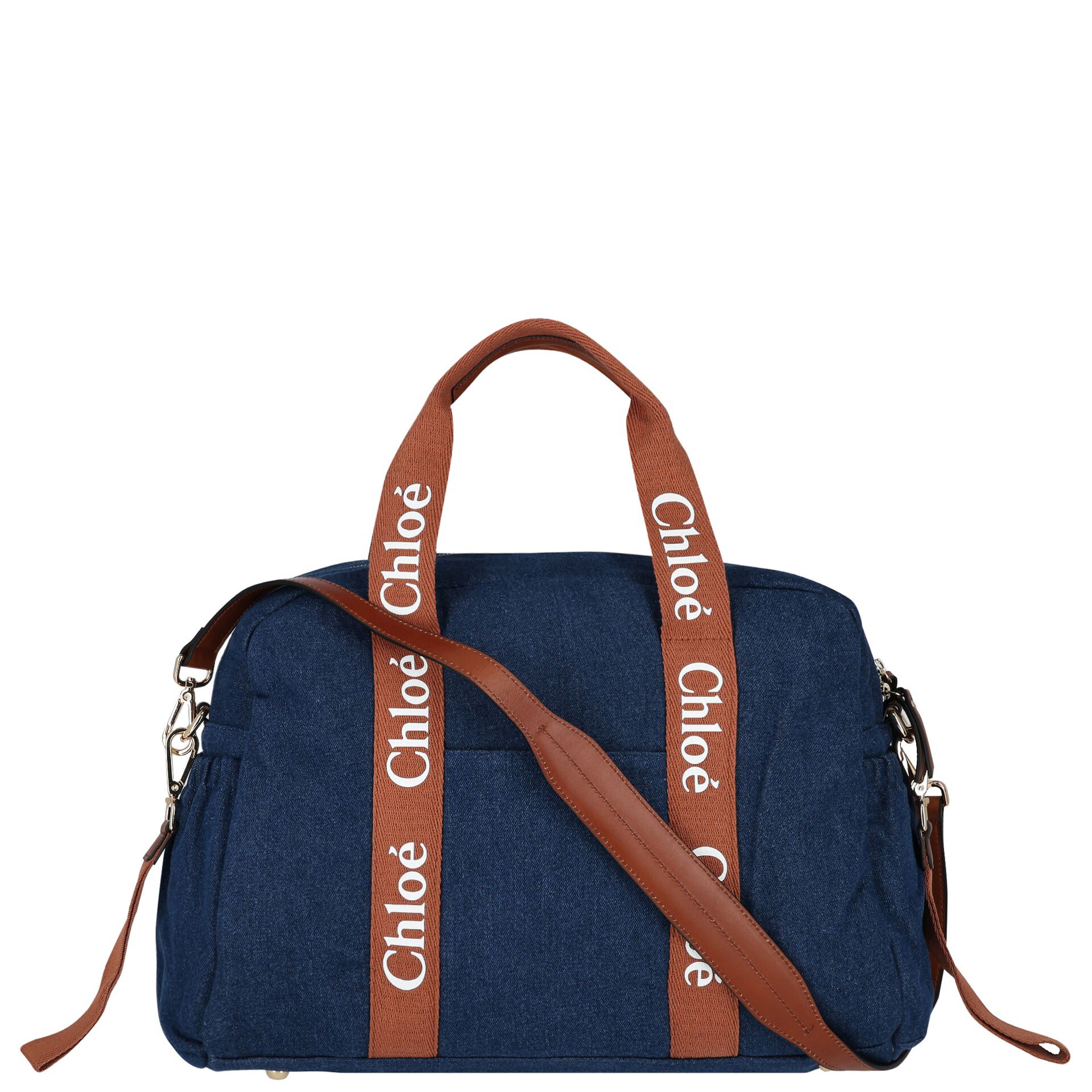 CHLOE Navy Blue Logo Baby Changing Bag Junior Couture USA