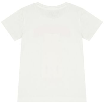 Girls White Teddy Bear Logo T-Shirt