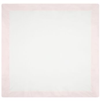 Baby Girls White & Pink Teddy Bear Logo Padded Blanket