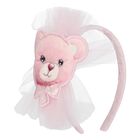 Girls Pink Teddy Bear Tulle Headband, 1, hi-res