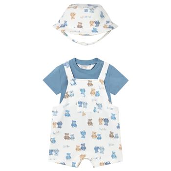 Baby Boys Blue & White Dungaree Set