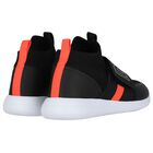 حذاء رياضى أولاد بالشعار باللون الأسود والأبيض, 1, hi-res