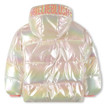 Girls Ivory Iridescent Puffer Coat