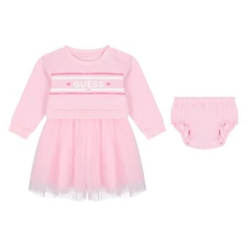 Baby Girls Pink Logo Tulle Dress Set
