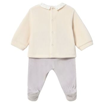 Baby Boys Ivory & Grey Horse 2 Piece Babygrow