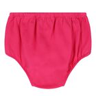 طقم بنات فستان بولو بالشعار باللون الزهري, 1, hi-res