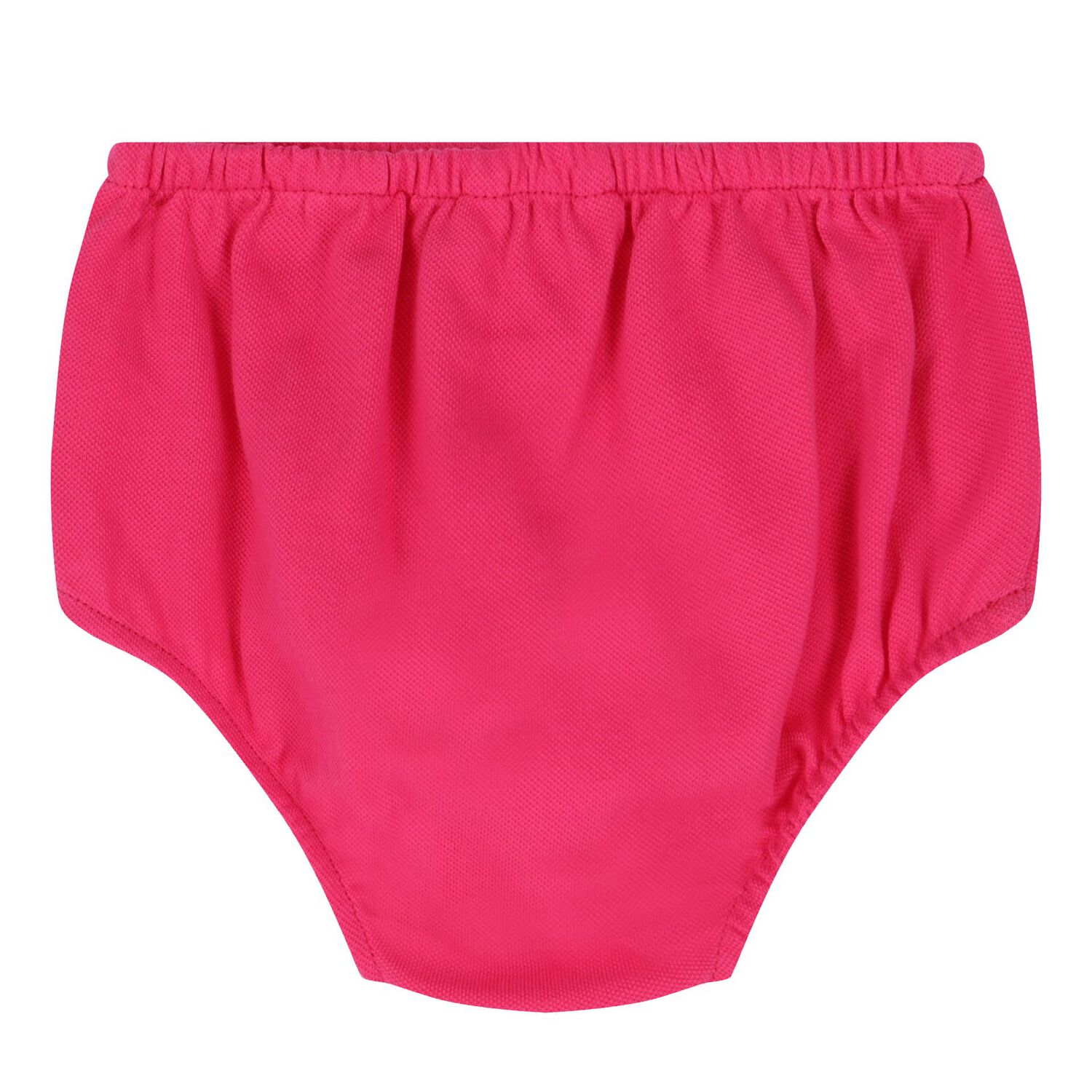 طقم بنات فستان بولو بالشعار باللون الزهري, 1, hi-res