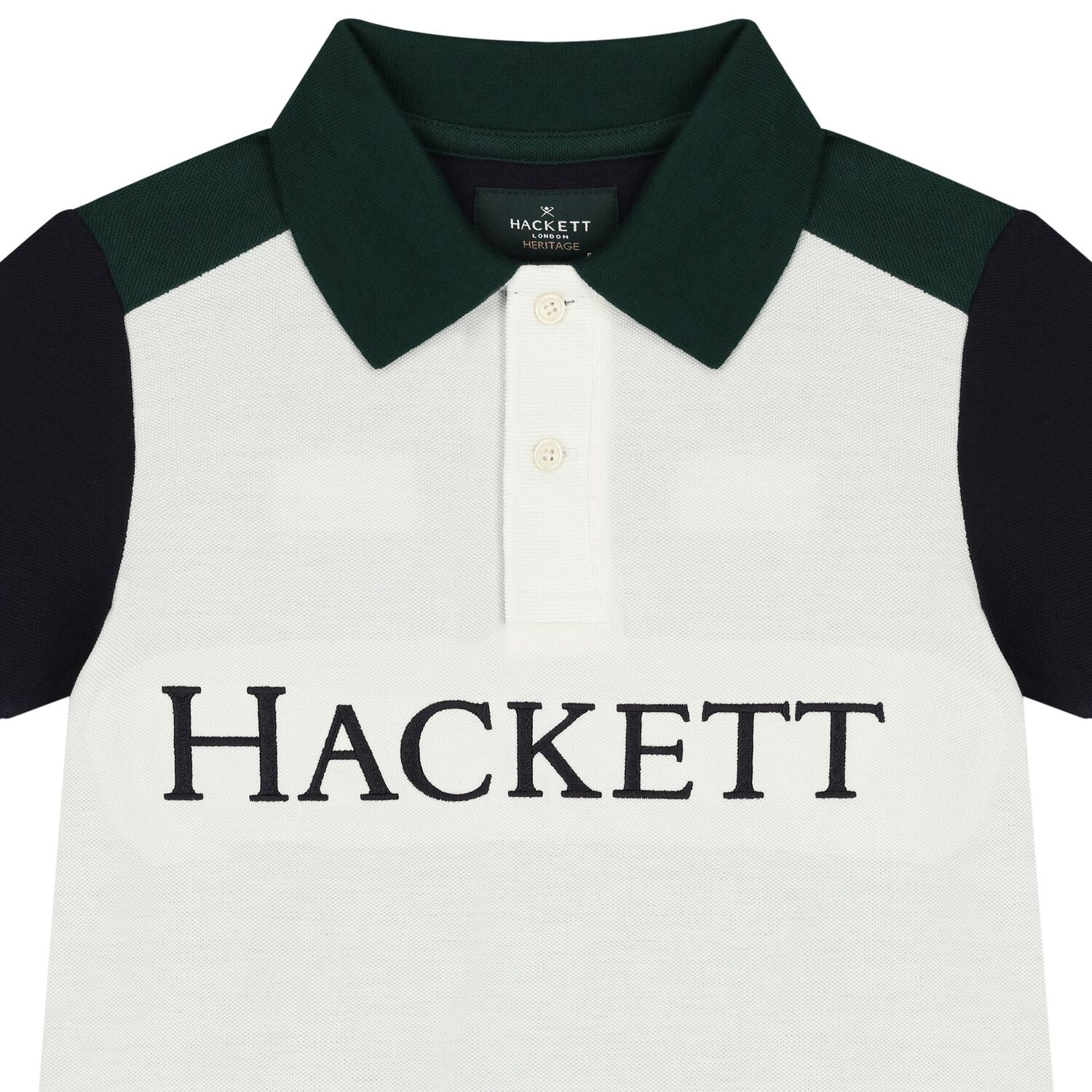 Boys Ivory & Green Logo Polo Shirt, 1, hi-res