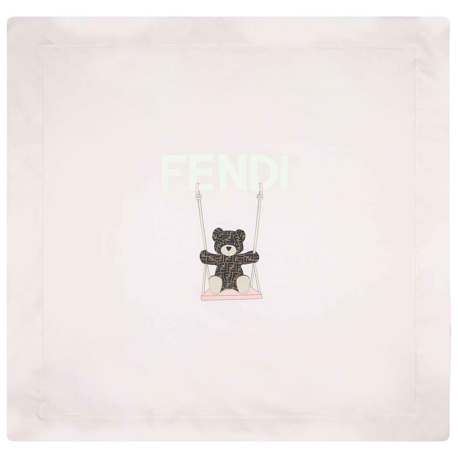 Baby Girls White & Pink Teddy Bear Logo Padded Blanket, 1, hi-res
