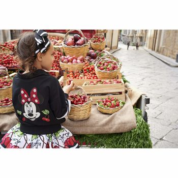 Girls White & Red Cherry Print Skirt