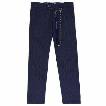 Boys Navy Blue & White Trousers