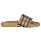 Beige Burberry Check Sliders, 1, hi-res